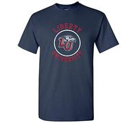 UGP Campus Apparel AS04 T-Shirt mit Kreislogo im Used-Look, Liberty University Flames Navy, Mittel