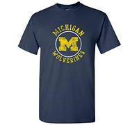 UGP Campus Apparel AS04 T-Shirt mit Kreislogo im Used-Look, Michigan Wolverines Navy, XL
