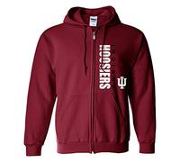 UGP Campus Apparel NCAA Vertical Block LC, Team Color Zip Hoodie, College, University, Indiana Hoosiers Kardinal, L