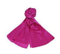 UGUGU Leichte Schals, langer Schal aus Maulbeerseide, Schal, Stola, einfarbig, 180 x 70 cm(Fuchsia)