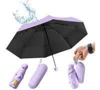UHETLET Lila Kompakter Regenschirm Sturmfest mit 8 Rippen Taschenschirm Mini Umbrella Pocket Taschenschirme Faltender UV-Regenschirm Minischirm Leicht Mini Schirm Damen Perfekt für Handtasche