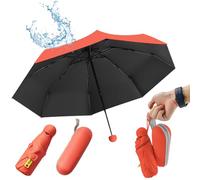 UHETLET Orange Kompakter Regenschirm Sturmfest mit 8 Rippen Taschenschirm Mini Umbrella Pocket Taschenschirme Faltender UV-Regenschirm Minischirm Leicht Mini Schirm Damen Perfekt für Handtasche