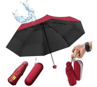 UHETLET Rotwein Kompakter Regenschirm Sturmfest mit 8 Rippen Taschenschirm Mini Umbrella Pocket Taschenschirme Faltender UV-Regenschirm Minischirm Leicht Mini Schirm Damen Perfekt für Handtasche