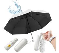 UHETLET Weiß Kompakter Regenschirm Sturmfest mit 8 Rippen Taschenschirm Mini Umbrella Pocket Taschenschirme Faltender UV-Regenschirm Minischirm Leicht Mini Schirm Damen Perfekt für Handtasche