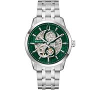 Bulova Sutton Skeleton 96A329 Automatikuhr für Herren, mechanisch, 40 mm, offenes schwarzes Zifferblatt, Gehäuse und Armband aus Edelstahl, Saphirglas