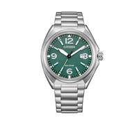 Citizen AW1571-76X Military Herren-Armbanduhr aus der Kollektion Eco Drive, Gehäuse 40,8 mm, grünes Zifferblatt, Armband aus Stahl, WR 10 Bar, silber, Militär