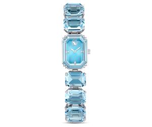 Uhr, Armband im Oktagon-Schliff, Blau, Edelstahl OS