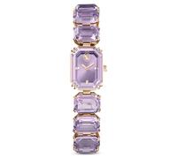 Uhr, Armband mit Oktagon-Schliff, Violett, Champagne-vergoldetes Finish OS