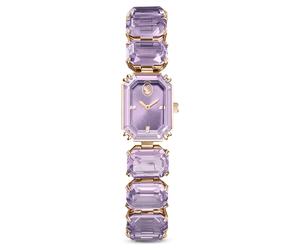 Uhr, Armband mit Oktagon-Schliff, Violett, Champagne-vergoldetes Finish OS