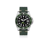 Uhr Fumagazzi K Aimano | Ø 40 mm Automatik-Uhrwerk | Armband aus echtem Leder Made in Italy, 20/18 mm, 10 ATM, Schwarz, Grün, Modern