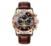 Uhr mit Mondphasen - analoge Armbanduhr, wasserdicht, Armbanduhr mit beleuchtetem Zifferblatt, klassische Outdoor-Sportuhren, Armband aus PU-Leder, elegantes Accessoire für Abenteuer | O, ,
