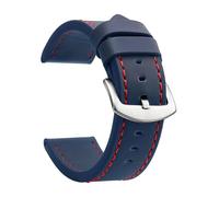 Uhrarmband Vintage Leder Uhrenarmband 20mm 22mm 24mm Sport Armband Edelstahl Schnalle Uhrenzubehör(Blue Red Silver,18mm)