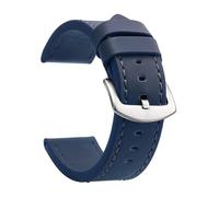 Uhrarmband Vintage Leder Uhrenarmband 20mm 22mm 24mm Sport Armband Edelstahl Schnalle Uhrenzubehör(Blue Silver,22mm)