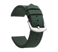 Uhrarmband Vintage Leder Uhrenarmband 20mm 22mm 24mm Sport Armband Edelstahl Schnalle Uhrenzubehör(Green Silver,22mm)