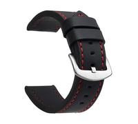 Uhrarmband Vintage Leder Uhrenarmband 20mm 22mm 24mm Sport Armband Edelstahl Schnalle Uhrenzubehör(Black Red Silver,24mm)