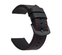 Uhrarmband Vintage Leder Uhrenarmband 20mm 22mm 24mm Sport Armband Edelstahl Schnalle Uhrenzubehör(Black Red Black,20mm)