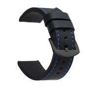 Uhrarmband Vintage Leder Uhrenarmband 20mm 22mm 24mm Sport Armband Edelstahl Schnalle Uhrenzubehör(Black Blue Black,24mm)