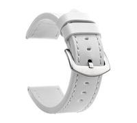 Uhrarmband Vintage Leder Uhrenarmband 20mm 22mm 24mm Sport Armband Edelstahl Schnalle Uhrenzubehör(White Silver,20mm)