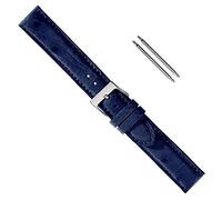 Uhrbanddealer Damen und Herren Uhrenarmband 18mm Ersatzband echt Strauß Leder blau Set 918818s