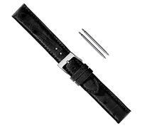 Uhrbanddealer Damen und Herren Uhrenarmband 18mm Ersatzband echt Strauß Leder schwarz Set 914818s
