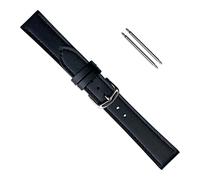Uhrbanddealer Uhrenarmband 20mm Unisex Ersatzband Soft-Line Echt Leder Farbe Schwarz matt Set 404920s