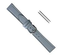 Uhrbanddealer Uhrenarmband Unisex 14-16mm Ersatzband Soft-Line Echt Leder Farbe Grau matt Set 404500D