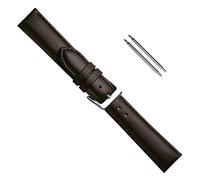 Uhrbanddealer Uhrenarmband Unisex 18mm, Ersatzband Seidensoft, Kalbsleder Braun matt, Set 105018s