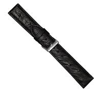 Uhrbanddealer Unisex Uhrenarmband 16mm Ersatzband Milano-Soft Echt Strauß Schwarz 814816s