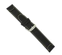 Uhrbanddealer Unisex Uhrenarmband 18mm Ersatzband Vintage Chrono Leder Fliegerband Optik Schwarz 904818s