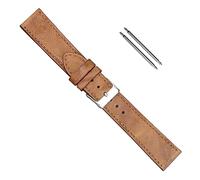 Uhrbanddealer Unisex Uhrenarmband Vintage Optik 18mm Ersatzband Leder Hell-Braun matt Set 196418s
