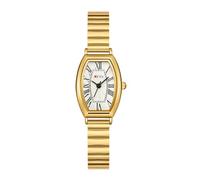 Uhren für Frauen mit römischem Zifferblatt Fassform Gold Uhr Wasserdicht Damen Quadratische Quarzuhr mit Edelstahl und Lederband, Mesh-Gürtel/Goldweiß, Klassisch