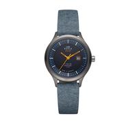 Uhren Manufaktur Ruhla - Armbanduhr Solar Ø 30mm Titan/ Band vegan, blau
