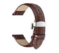 Uhrenarmbänder Lederarmband 18mm 19mm 20mm 21mm 22mm 24mm Padded Croco Muster Quick Release Leder Uhrenarmbänder Brown mit Silber-19mm