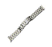 Uhrenarmband 12 mm 14 mm 15 mm 16 mm 17 mm 18 mm 19 mm 20 mm 21 mm 22 mm 23 mm 24 mm Uhrenarmband aus Edelstahl, gebogenes Ende, Schmetterlingsschnalle, Armband ( Color : Silver Gold , Size : 21mm )