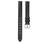 Uhrenarmband, 12 mm Breite, Leder, Schwarz, Edelstahl 16 cm