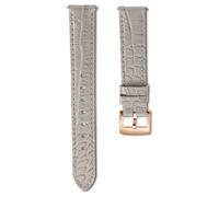 Uhrenarmband, 15 mm Breite, Leder mit Ziernähten, Grau, Roségoldfarbenes Finish 18 cm