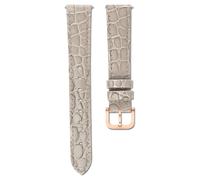 Uhrenarmband, 16 mm Breite, Leder mit Ziernähten, Beige, Roségoldfarbenes Finish 18 cm