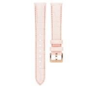 Uhrenarmband, 16 mm Breite, Leder mit Ziernähten, Rosa, Roségoldfarbenes Finish 16 cm