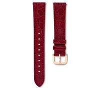 Uhrenarmband, 16 mm Breite, Leder mit Ziernähten, Rot, Roségoldfarbenes Finish 18 cm