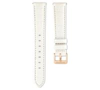Uhrenarmband, 16 mm Breite, Leder mit Ziernähten, Weiß 16 cm