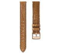 Uhrenarmband, 17 mm Breite, Leder mit Ziernähten, Braun, Roségoldfarbenes Finish 18 cm