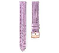 Uhrenarmband, 17 mm Breite, Leder mit Ziernähten, Violett, Roségoldfarbenes Finish 16 cm