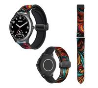 Uhrenarmband 22 mm aus Silikon und echtem Leder: Blatt Color