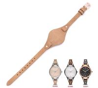 Uhrenarmband aus echtem Leder, 8 mm, Ersatz für Fossil ES3148, ES4119, ES4176, ES3262, ES3077, beige, Medium, Elegant