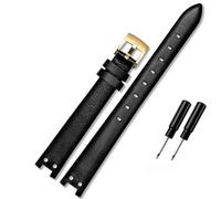 Uhrenarmband aus echtem Leder for Anne Klein Uhrenarmband Notch AK Girl Einfacher eleganter Gürtel Kleines Zifferblatt Retro-Uhrenarmband 12 mm Weiß (Color : Black-gold, Size : 12mm)