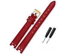 Uhrenarmband aus echtem Leder for Anne Klein Uhrenarmband Notch AK Girl Einfacher eleganter Gürtel Kleines Zifferblatt Retro-Uhrenarmband 12 mm Weiß (Color : Red-Gold, Size : 12mm)