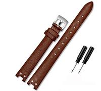 Uhrenarmband aus echtem Leder for Anne Klein Uhrenarmband Notch AK Girl Einfacher eleganter Gürtel Kleines Zifferblatt Retro-Uhrenarmband 12 mm Weiß (Color : Brown-steel, Size : 12mm)