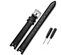 Uhrenarmband aus echtem Leder for Anne Klein Uhrenarmband Notch AK Girl Einfacher eleganter Gürtel Kleines Zifferblatt Retro-Uhrenarmband 12 mm Weiß (Color : Black-steel, Size : 12mm)