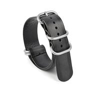 Uhrenarmband aus echtem Leder Nato-Uhrenarmband 20mm 22mm Braun Schwarz Armband Uhrenersatzband, Schwarz, 22mm