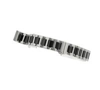 Uhrenarmband aus Edelstahl, Silber, Keramik, Weiß, Schwarz, modische Armbanduhrenarmbänder for Herren, 14 mm, 15 mm, 16 mm, 17 mm, 18 mm, 19 mm, 20 mm, 21 mm(Black silver,15mm)